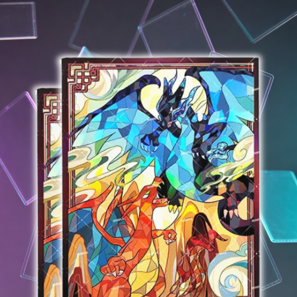 【裝飾卡套】噴火龍 玻璃彩繪卡套【鐳射閃】 — Hachi TCG | 商品圖